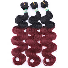 Ombre Color Synthetic Body Wave Hair Bundles 3 pieces One Set High Temperature Synthetic Hair Extensions for Black Women 2024 - buy cheap