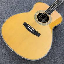 Factory Custom,Solid Spruce top OM28 acoustic guitar 2019 New Fishbone binding,yellow color top,Ebony Fretboard,free shipping 2024 - buy cheap