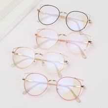 Fashion Ultralight Cat Ear Metal Round Frame Eyeglasses Unisex Flat Mirror Eyewear Myopia Glasses Optical Spectacle 2024 - buy cheap