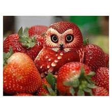 Full Square Round 5D DIY Diamond Painting "Strawberry Owl" 3D Embroidery Cross Stitch Daimond Mosaic Home Decoration FD03 2024 - buy cheap