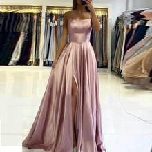 Cheap Blush Pink Satin Prom Dress Sexy Bckless Prom Party Gowns Custom Made Women Pageant Gowns Formal Gowns 2024 - buy cheap