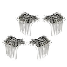 4pcs Shoulder Board Brooch Punk Metal Long Rivet Stud Spike Tassel Epaulette - Silver Color 2024 - buy cheap