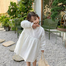 Vestidos de princesa para niñas pequeñas, de encaje hueco, estilo coreano, algodón 100%, blanco, Primavera, 2020 2024 - compra barato