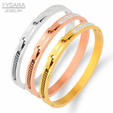 FYSARA Love Tag Charm Link Bracelet Titanium Steel Cubic Zirconia Bangle For Women Round Open Bracelets Lover Couple Jewelry 2024 - buy cheap