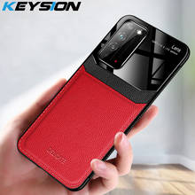 KEYSION-funda a prueba de golpes para Honor X10 5G 30 Pro + Plus 30S, funda trasera de vidrio de cuero para Huawei P40 Lite 5G P40 Pro + Y8P 2024 - compra barato