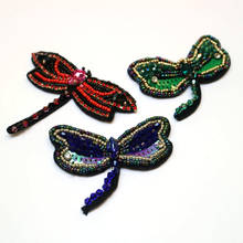 3pcs/lot dragonfly Embroidered beaded Patches for Clothing sew on rhinestone animals parche Appliques Decoration Badge parche 2024 - buy cheap