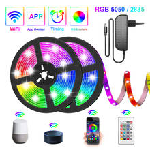 Tira de luces LED con WIFI para decoración del hogar, cinta de diodo Flexible con aplicación WIFI, RGB, 5050, 2835 2024 - compra barato