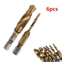 6pcs/lot High Quality Hex Shank Titanium Plated Screw Thread Drill Bits Set Compound Tap M3 M4 M5 M6 M8 M10 2024 - buy cheap