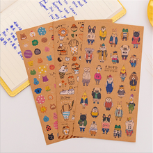 Pegatinas de papel Kraft adhesivas de gatos de dibujos animados Kawaii de estilo japonés para niños, pegatinas decorativas para teléfono móvil, 1 paquete por lote 2024 - compra barato
