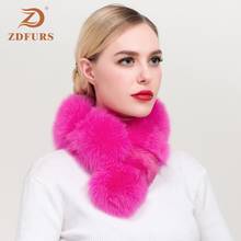 ZDFURS*  Real Fox  Fur scarf  with Rex Rabbit Fur Scarf Natural Fox Fur Muffler fox shawl collar fox Free Shipping 2024 - buy cheap