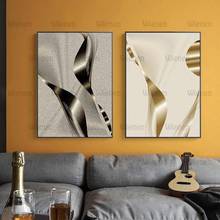 Abstract Geometric Canvas Painting Creative Silver Golden Modern Decorative Picture Wall Art Poster for Room Office Hotel Decor 2024 - buy cheap