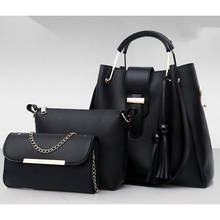 Women 3Pcs/Set Handbags PU Leather Shoulder Bags Casual Tote Bag Tassel Metal Handle Designer Composite Messenger Bag Purse Sac 2024 - buy cheap