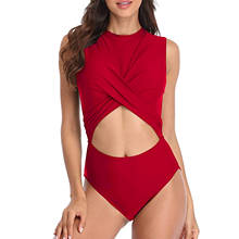 Сексуальный слитный купальник с открытой спиной, женский купальник, монокини на шнуровке, летняя пляжная одежда, Однотонный женский купальный костюм 2024 - купить недорого