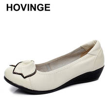 HOVINGE New Wedges Genuine Leather Shoes Women Spring Height Increasing High Heels Shoes Woman Vintage Shoes Woman PumpsE102 2024 - buy cheap