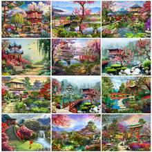 5D DIY Diamond Painting House Cross Stitch Diamond Embroidery Cherry Blossoms Landscape Rhinestone Picture Home Decor 2024 - buy cheap