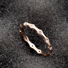 YUN RUO 316 L Titanium Steel Jewelry  Bamboo Joint Mosaic Zircon Weeding ring Rose Gold Fashion Woman Birthday Gift Never Fade 2024 - buy cheap