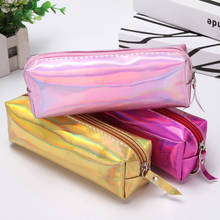 Laser Rainbow Square Zipper PU pencil case pen bag pencil bag Stationery Gift School Cute 2024 - купить недорого