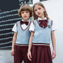 Uniforme escolar coreano para meninas e meninos, camiseta manga curta, saia plissada, short, conjunto de roupas, fantasia de jardim de infância 2024 - compre barato