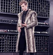 Autumn long faux mink fur leather jacket mens winter thicken warm fur leather coat men loose jackets fashion B239 2024 - buy cheap
