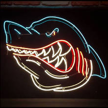 Letrero de neón para Shark lámpara de tubos de vidrio Real, luz de pared de neón para ventana, publicidad, logotipo de marca personalizada, hecho a mano, envío directo 2024 - compra barato