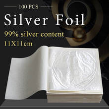 99.99% folha de prata comestível folha de prata real para decoração do alimento bolo pintura artesanato prego cerâmica pic 2024 - compre barato