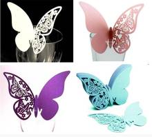 20pcs/lot Laser Cut-out Butterfly Wedding Decoration Birthday Party Cup Card Table Name Wine Food Guest Seats Place Cards Favor 2024 - buy cheap