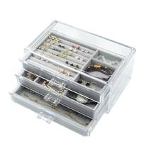 Acrylic Jewelry Box 3 Drawers Velvet Jewellery Organizer For Earring Rings Necklaces Bracelets Display Case Gift For Women 2024 - buy cheap