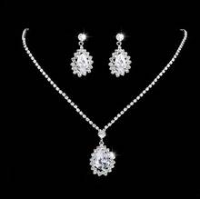 FashionWater Drop Zircon Ladies Wedding  Elegant Noble High-end Necklace and Perfect Two-piece Set 2024 - buy cheap