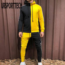 Men Joggers Suit Sets Patchwork Tracksuit Man Brand Spring Autumn Sport Suit Male Hoodies+ Pants Warm Sportswear Men's Clothing 2024 - buy cheap