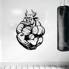 Bodybuilding Angry Bull Muscles Wall Sticker Gym Workout Fitness Exercise Power Animal Wall Decal Studio Club Vinyl Home Decor 2024 - buy cheap