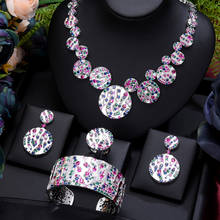 missvikki Luxury High End Round Wedding Necklace Bangle Ring Earring Set For Women Cubic Zircon Dubai Bridal jewelry Set 2021 2024 - buy cheap