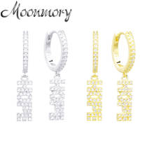 Moonmory-pendientes colgantes de plata de ley 925 para mujer, joyería Pop europea, cristal CZ, Piercing para la oreja, regalos de navidad 2024 - compra barato