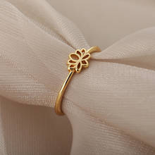 Casal vintage lotus anéis para mulher menina tendência de aço inoxidável flor simples anel elegante ouro noivado casamento femme presente 2024 - compre barato
