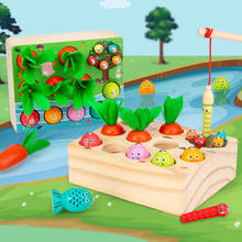 Juego de juguetes de madera Montessori para bebé, juguete educativo con forma de zanahoria, tamaño a juego, cognición 2024 - compra barato