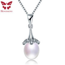HENGSHENG High Quality 925 Sterling Silver Zircon Pendant Necklace 100% Genuine Natural Freshwater Oval Pearl Necklace For Women 2024 - buy cheap