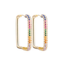 Pendientes de aro de circonita Multicolor para mujer, aretes rectangulares de cristal coloridos a la moda, joyería para fiesta y boda, regalos 2021 2024 - compra barato