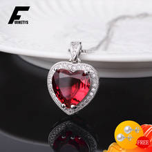 Trendy Necklace 925 Silver Jewelry Heart Shape Ruby Zircon Gemstone Pendant for Women Girl Wedding Engagement Party Accessories 2024 - buy cheap