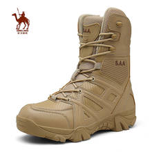 CAMEL JINGE-botas de caza para hombre, calzado táctico de cuero marrón, antideslizante, de goma, para senderismo y desierto 2024 - compra barato