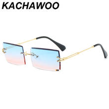 Kachawoo square rimless sunglasses women rectangular blue green colored sun glasses for men 2020 metal new year gift items 2024 - buy cheap