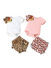 Citgeett Summer Kids Baby Girls Suit Set Leopard Print Short Sleeve Romper+ Short Pants Clothes Set 0-24Months 2024 - buy cheap