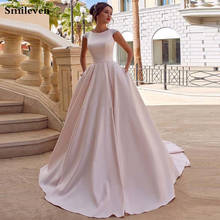 Smileven A Line Pink Wedding Dresses Satin Boho Ever Pretty Princess Bride Dress Floor Length Wedding Gowns 2020 2024 - buy cheap