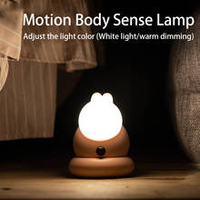 Luz noturna de led com sensor de movimento, luz noturna recarregável usb para guarda-roupas, armário, cozinha, luz de silicone 2024 - compre barato