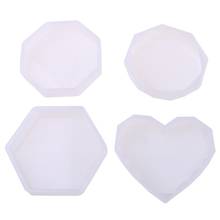 4Pcs/set DIY Cup Pad Crystal Epoxy Mold Heart Rhombus Shape Coaster Molds High Mirror Handmade Decoration Silicone Mould Tool 2024 - buy cheap