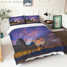 Jogo de cama com fronha edredom, moda urbana noturna, roupa de cama de luxo completa para casa, tecido, torre eiffel 2024 - compre barato