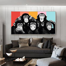 Kids Room Wall Decor Funny Monkeys Graffiti Canvas Paintings on Wall Posters and Prints Modern Animals Wall Art Canvas Pictures 2024 - buy cheap
