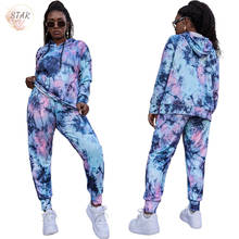 Pants Sets Women two piece set Sweatsuit Tie Dye Tracksuit Loose Hoodie Top Stretch Sweatpants Sportsuit Wholesale Dropshipping 2024 - buy cheap