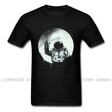 Camisetas dos homens do astronauta pintar a lua camiseta cosie t camisa personalizada topos preto camisetas design criativo roupas de algodão tecido 2024 - compre barato