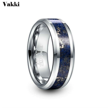 VAKKI-anillo de acero de tungsteno para hombre, sortija de 8mm de ancho, de carburo de tungsteno, boda, compromiso, lapislázuli con incrustaciones, joyería Punk para hombre 2024 - compra barato