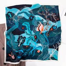 KOI LEAPING New fashion painting printing Small square scarf female silk summer neck sunscreen wild temperament suit scarf 2024 - buy cheap