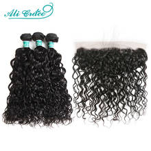 Ali Grace Hair Water Wave Peruvian Hair Bundles with 13x4 Lace Frontal 4Pcs/lot Human Hair Bundles With Closure Natural Color 2024 - buy cheap